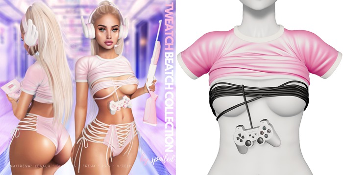 Spoiled - Tweatch Beatch Top and Gamer Wrap Barbie Pink *Updated* for LaraX,Reborn,Waifus,Legacy,Perky,Mounds,Kupra 