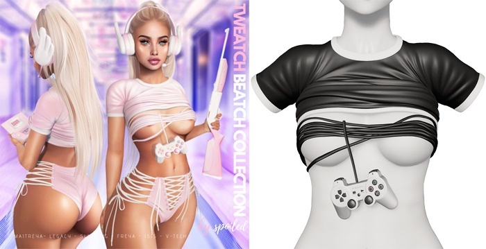 Spoiled - Tweatch Beatch Top and Gamer Wrap Black *Updated* for LaraX,Reborn,Waifus,Legacy,Perky,Mounds,Kupra & More