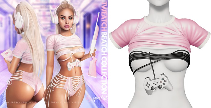 Spoiled - Tweatch Beatch Top and Gamer Wrap Cotton Candy *Updated* for LaraX,Reborn,Waifus,Legacy,Perky,Mounds,Kupra