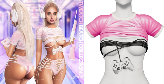 Spoiled - Tweatch Beatch Top and Gamer Wrap Hot Pink *Updated* for LaraX,Reborn,Waifus,Legacy,Perky,Mounds,Kupra & More