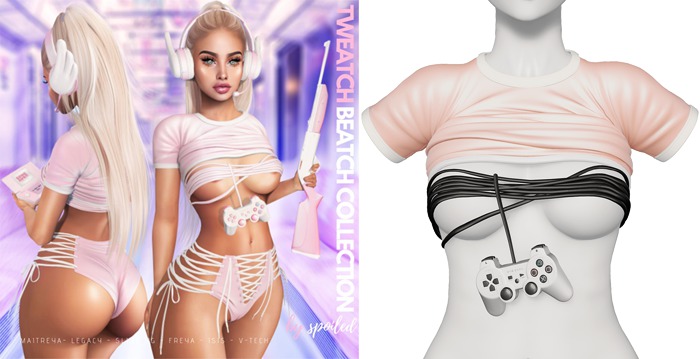 Spoiled - Tweatch Beatch Top and Gamer Wrap Peach *Updated* for LaraX,Reborn,Waifus,Legacy,Perky,Mounds,Kupra & More