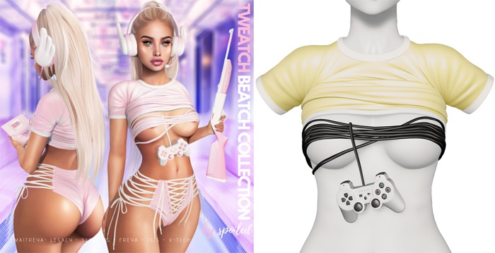 Spoiled - Tweatch Beatch Top and Gamer Wrap Yellow *Updated* for LaraX,Reborn,Waifus,Legacy,Perky,Mounds,Kupra & More