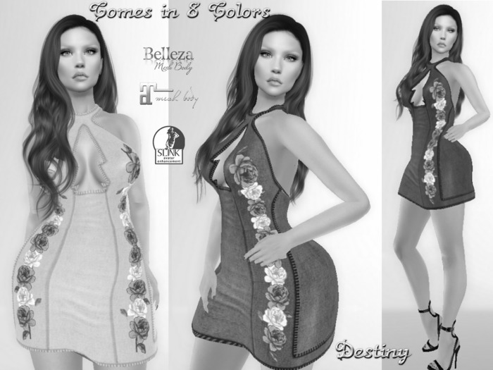 DEMO Tight Fit Woman's Dress with Roses DEMO