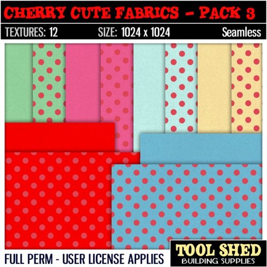 Tool Shed - Cherry Cute Fabrics - Pack 3