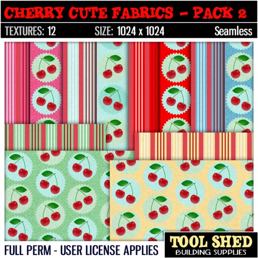 Tool Shed - Cherry Cute Fabrics - Pack 2