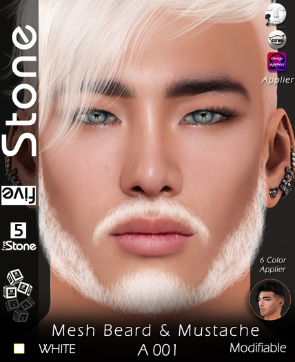 Five Stone  Mesh Beard A 001 WHITE