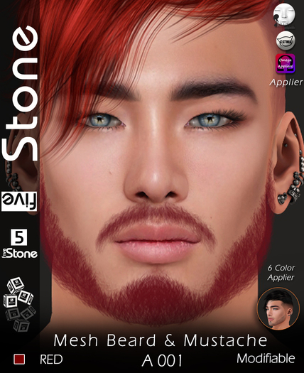 Five Stone  Mesh Beard A 001 RED