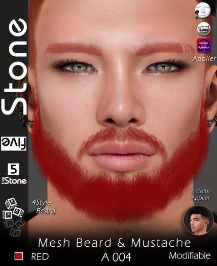 Five Stone Mesh Beard A 004 RED
