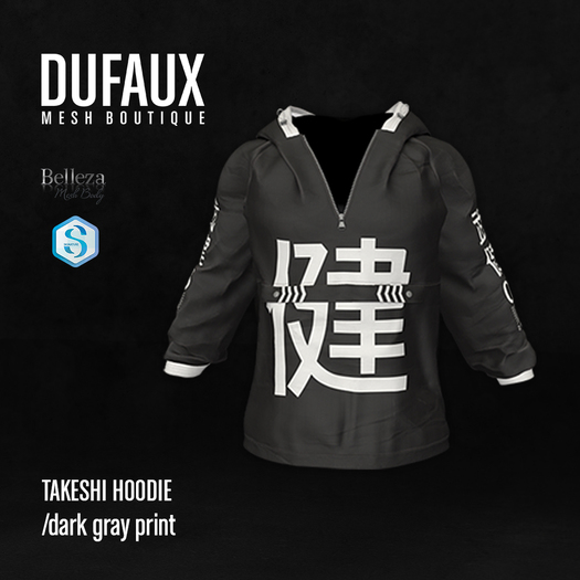  DUFAUX - takeshi hoodie - gray print 