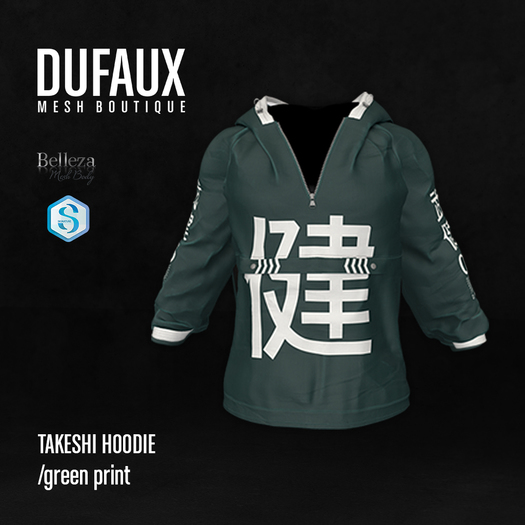 DUFAUX - takeshi hoodie - green print