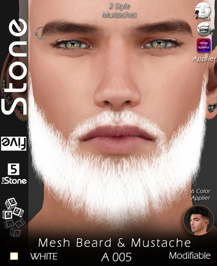 Five Stone Mesh Beard A 005 WHITE
