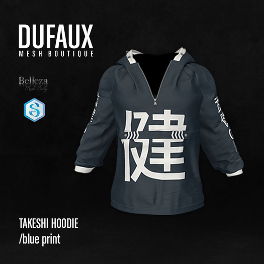 DUFAUX - takeshi hoodie - blue print