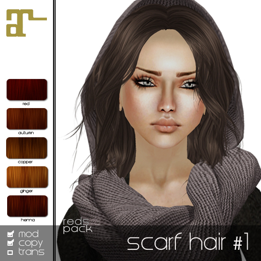 Maitreya Vol. Scarf Add-On Hair #1 - Reds Pack