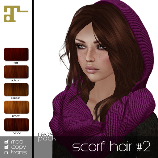 Maitreya Vol. Scarf Add-On Hair #2 - Reds Pack