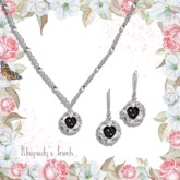 *RJ* Blooming Heart Jewelry Set - Silver - Onyx