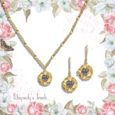 *RJ* Blooming Heart Jewelry Set - Gold - Rainbow Topaz