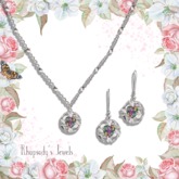 *RJ* Blooming Heart Jewelry Set - Silver - Rainbow Topaz