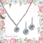 *RJ* Blooming Heart Jewelry Set - Silver - Aquamarine