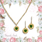 *RJ* Blooming Heart Jewelry Set - Gold - Emerald