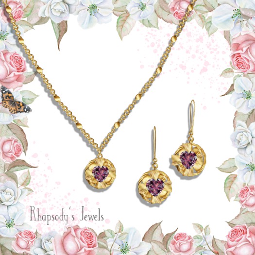 *RJ* Blooming Heart Jewelry Set - Gold - Iridiscent Pink