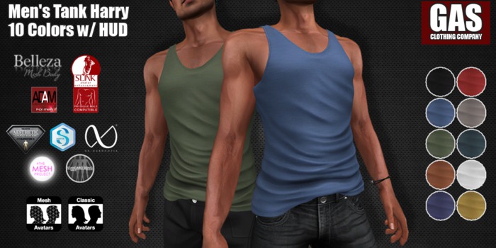 GAS [Men's Tank Harry - 10 Colors w/HUD FATPACK] Demo