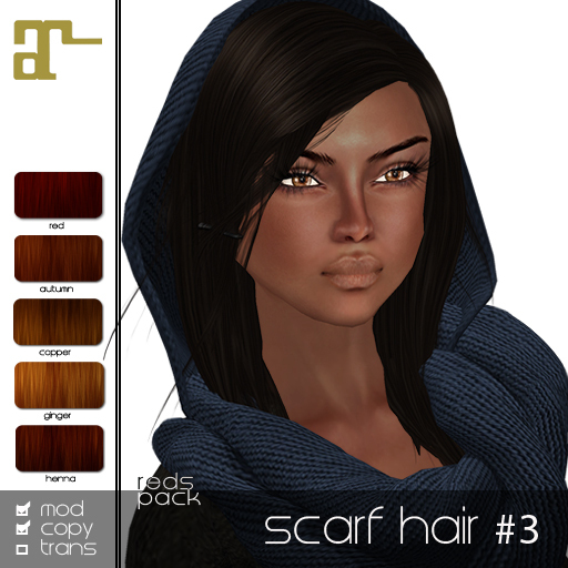 Maitreya Vol. Scarf Add-On Hair #3 - Reds Pack