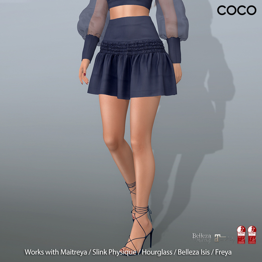 *COCO*_ShirredMiniSkirt_DarkBlue