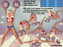 Animesh Cheerleader friend red + mesh poms for you ,11 animations big wheel,ground split,roll ...