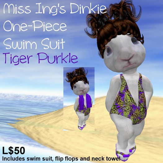 Miss Ing's Dinkie One Piece Swim Suit Tiger Purkle Set