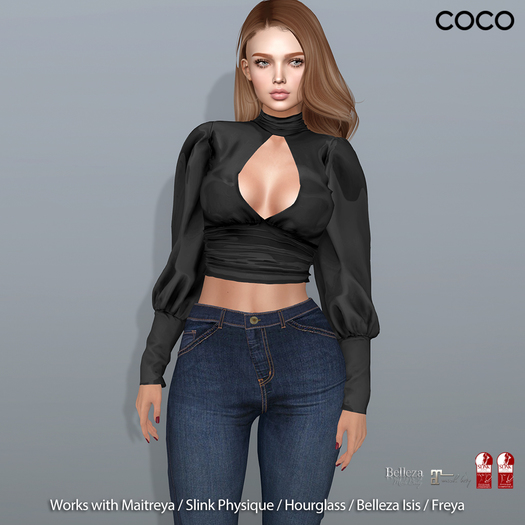 *COCO*_OpenBackBlouse_Black