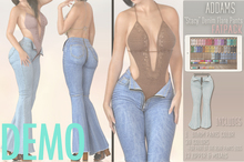 Addams - Stacy - Denim Flare Pants - Open Zipper #DEMO