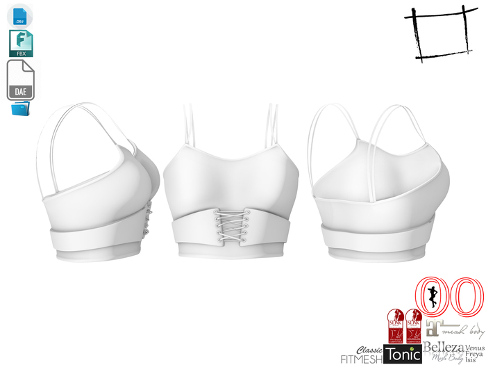 Dae Obj FBX For Double Sphagetti Straps Corset Crop Tank Top, Maitreya, Voluptuous, Belleza, Tonic