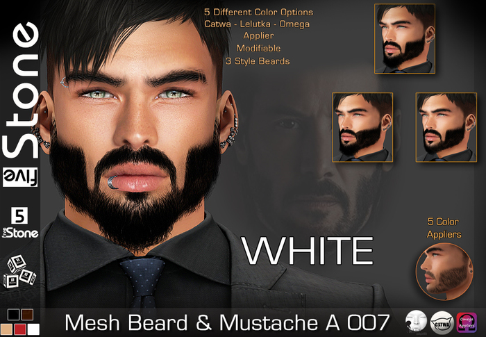 Five Stone Mesh Beard A 007 WHITE