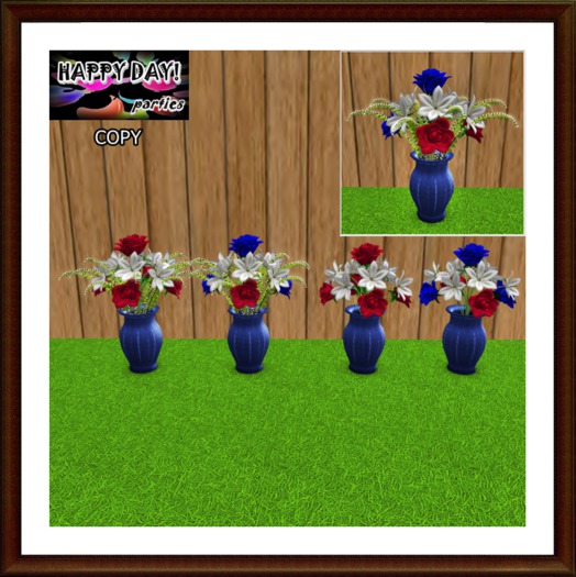 4th of July - Blue Patriot Vase Set