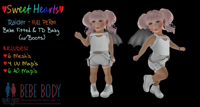 Second Life Marketplace - {SH} Raider Outfit w/Boots (Bebe & TD Baby ...