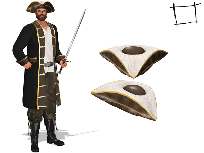 Full Perm Men's None Rigged Colonial General Soldier Pirate Hat