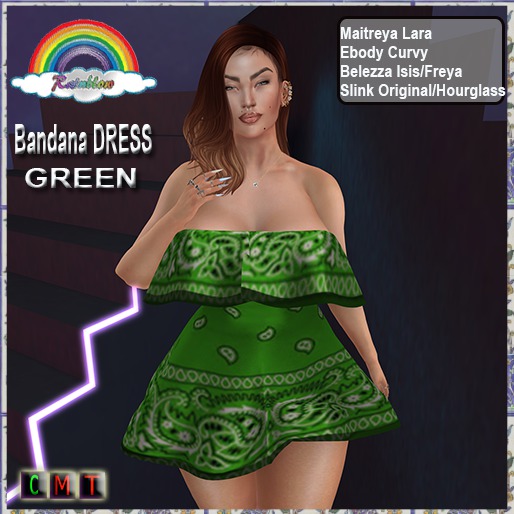 ((RBS)) Bandana DRESS- GREEN - (WEAR)