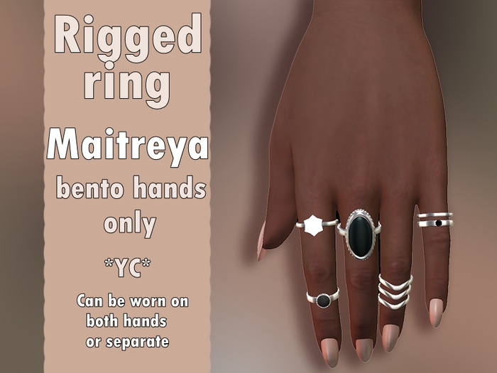 *YC* silver ring set black stone