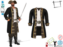Dae Obj FBX Men's Colonial General Pirate Jacket & Shirt Slink Jake Gianni