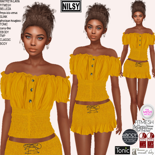 NILSY OFFSHOULDER TOP AND SKIRT,ALL BODIES