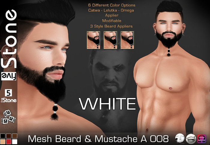 Five Stone Mesh Beard A 008 WHITE