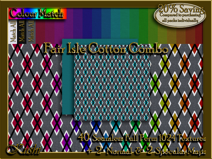 !Kushi! FairIsleCottonCOMBO Textures -WearToUnpack