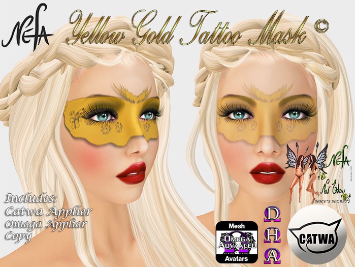 NEFA 176OC Yellow Gold Tattoo Mask © Omega & Catwa Hud 