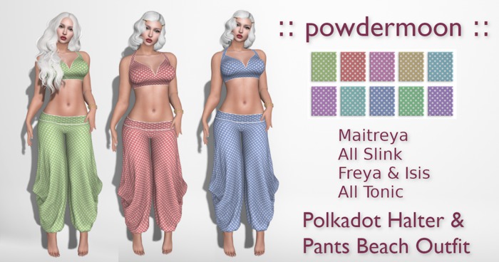 powdermoon - Polkadot Beach Halter & Pants W/HUD
