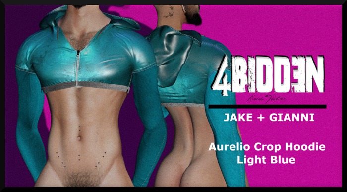 .::4BIDDEN::. Aurelio Crop Hoodie Light Blue