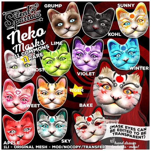 ~silentsparrow~ Neko Mask Full Set