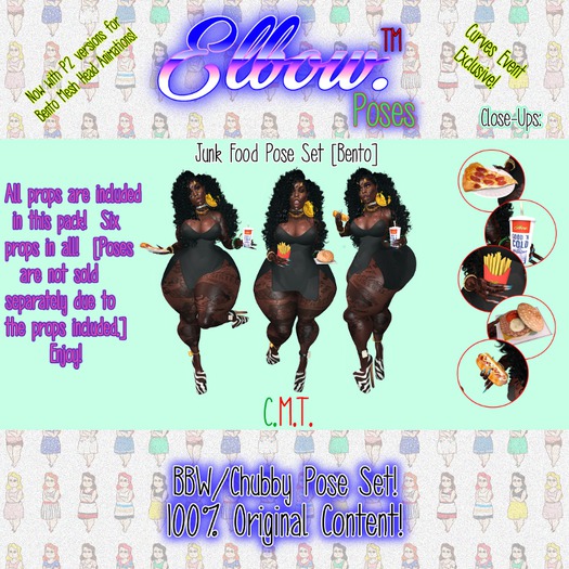 eLbow // Junk Food BBW Pose Set [Bento][Add me!]