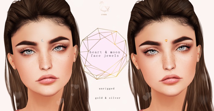 Swan Heart & Moon Face Jewels