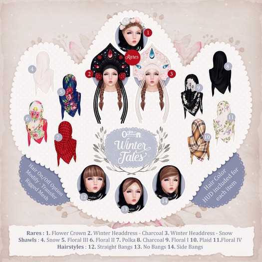 The Secret Store - Winter Shawl - Straight Bangs - Floral III