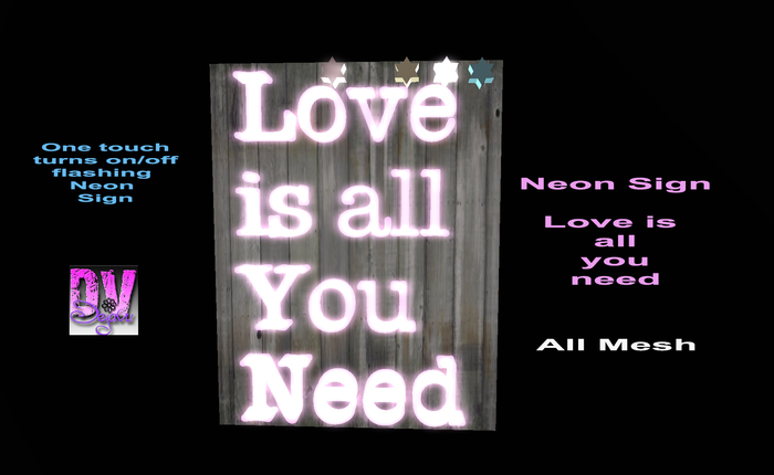Love Is All You Need Las Vegas Second Life Marketplace - Love Is All You Need - Neon Sign